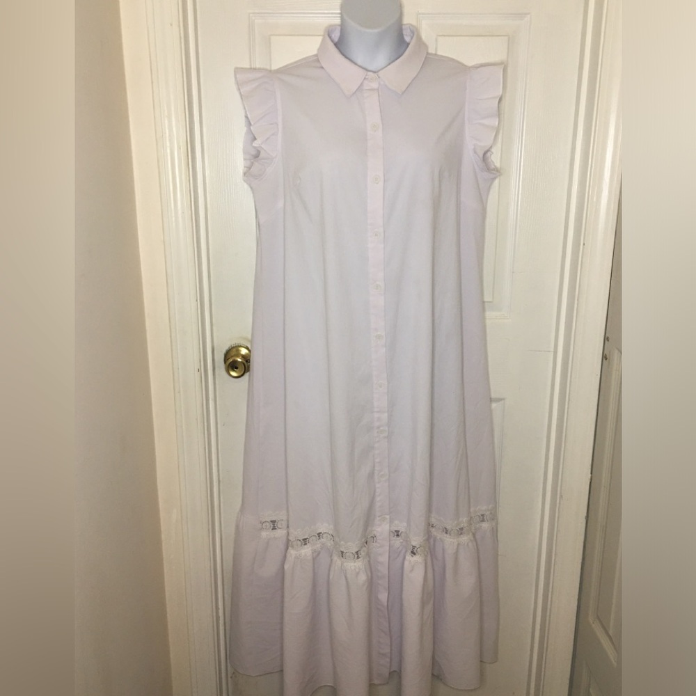 SHEIN CURVE Button Down Dress w/Ruffled Hem